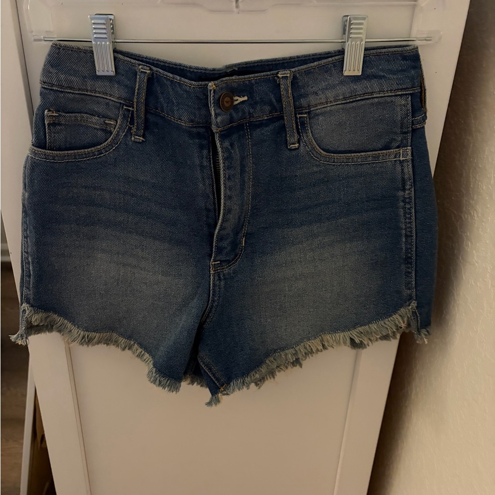 Hollister Blue Frayed Ultra High-Rise Jean Shorts